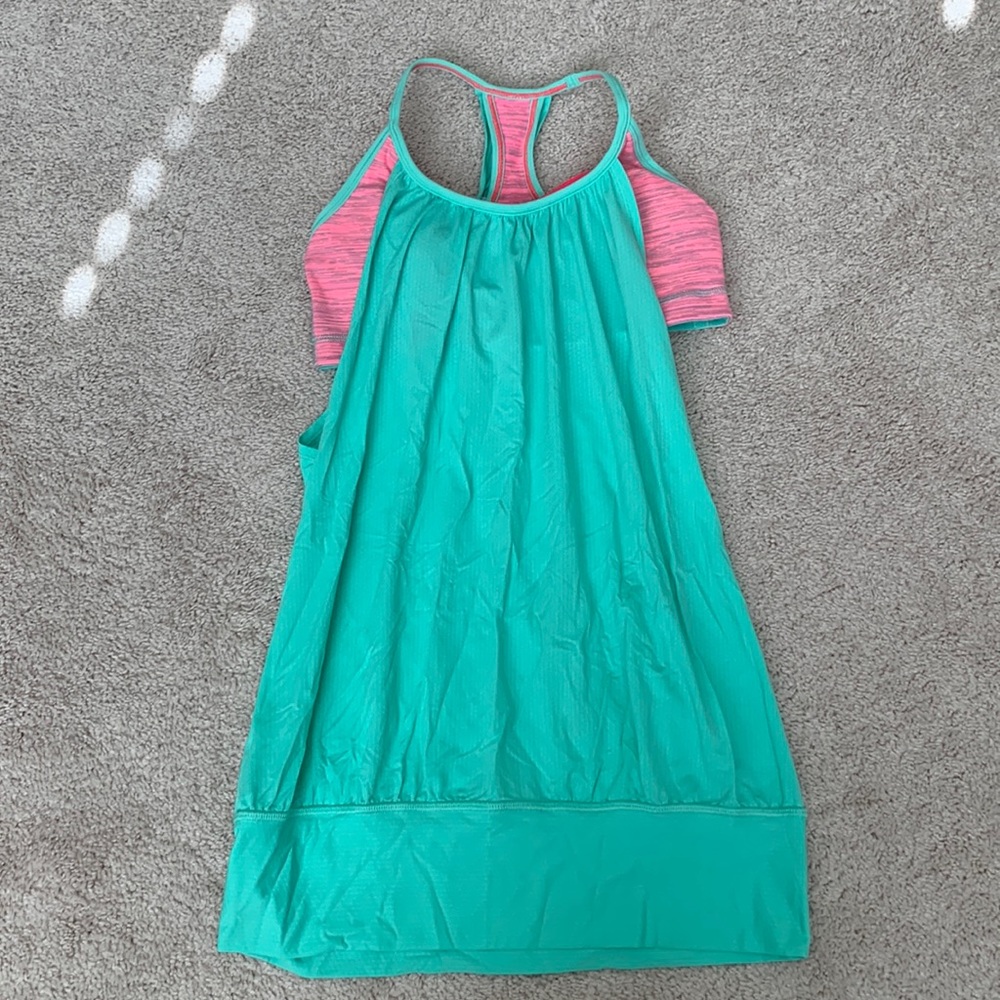 Lululemon No Limits Tank, Size 6/S, Mint Green/ Hot Pink